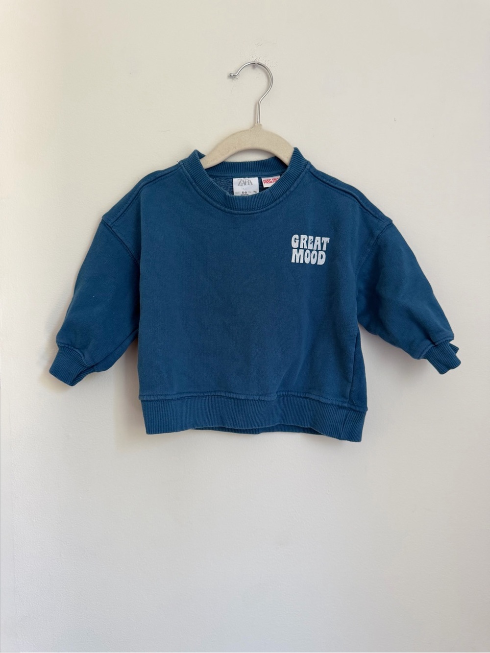 Zara 'Great Mood' Crewneck Sweatshirt (Size 6-9m)